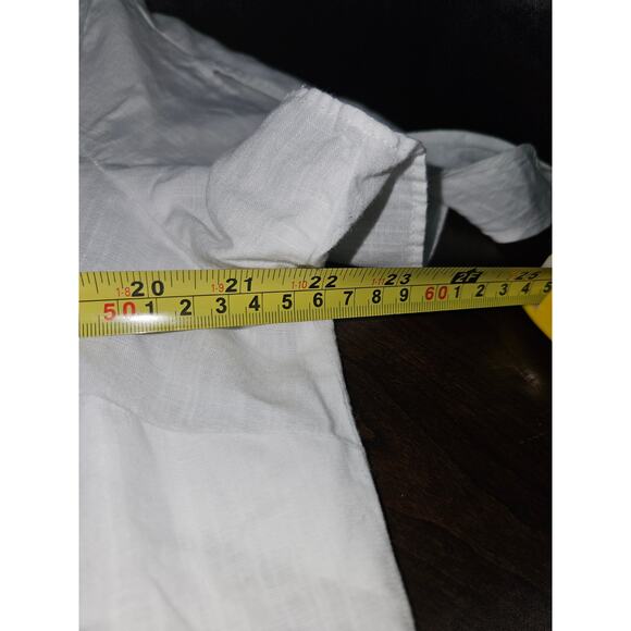 TALBOTS Top Womens Large White Linen Blend Embroidered Lemon Floral Popover Sz L - Picture 6 of 8